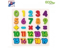 Woody 90069 Eko koka attīstošā puzle - Mācamies matemātiku un skaitļus bērniem 3+ (30x30cm)