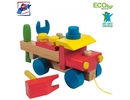 Woody 90101 Eko koka attīstoša krāsaina kravas automašīna ar instrumentiem (17gab.) bērniem no 3 gadiem + (22x15cm)