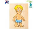 Woody 90018 Eko koka pamācošā un attīstoša rotaļlieta ar šnorēm &quot;Apģērb Puisīti&quot; (10gab.) bērniem no 3 gadiem + (18x22сm)