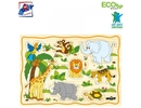 Woody 90252 Eko koka attīstošā puzle &quot;Ekzotiskie dzīvnieki&quot; (12gab.) bērniem no 2 gadiem + (30x21cm)