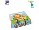 Woody 93056 Eko koka attīstošā puzle-kluči (9gab. kluči) - Ekzotiskie Dzīvnieki (6 attēli) bērniem no 3 gadiem + (13.5x13.5cm)