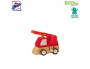 Woody 90999 Eko koka attīstoša mehāniski iedarbināma Sarkana mašīna bērniem no 3 gadiem + (7x5x6.5cm)