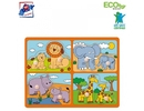 Woody 91914 Eko koka attīstošā puzle &quot;Dzīvnieki ar saviem mazuļiem&quot; (8gab.) bērniem no 2 gadiem + (29.5x22cm)