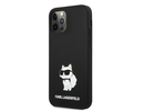 Aizmugurējais vāciņ&scaron; Karl Lagerfeld - iPhone 12/12 Pro Liquid Silicone Choupette NFT Case Black