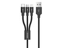 Devia Kintone Series 3In1 Tube, USB to Lightning, MicroUSB, Type-C, 1,2m, Black