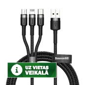 Baseus Rapid 3 in 1 Micro USB Type C Apple Lightning Charger Cable Multi Ports 1.2M Datu kabelis lādētājs