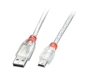 Lindy CABLE USB2 A TO MINI-B 0.5M/TRANSPARENT 41781