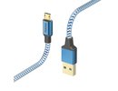 Hama 00201555 Reflective Charging Cable, USB-A - Micro-USB 1.5m Nylon blue