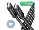 Axagon CABLE USB-C TO USB-C 1M 240W/BRAID BLK BUCM2-CM10AB