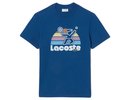 Lacoste Washed Effect Tennis Print T-Shirt - blue